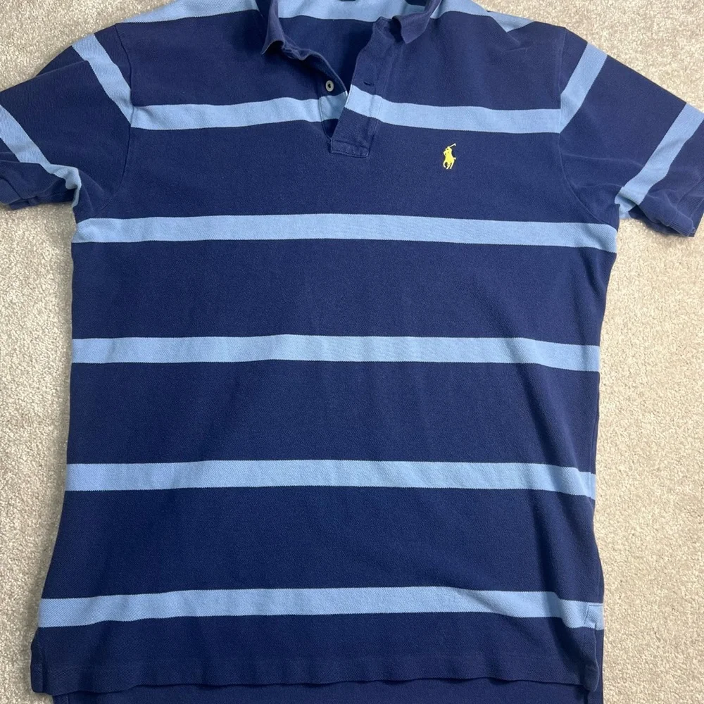 Ralph Lauren Navy Blue‎ Striped Polo Shirt